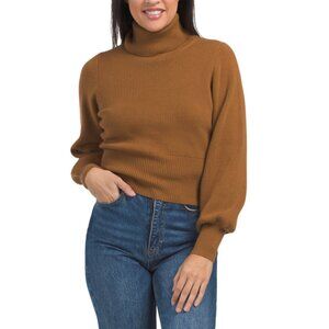 NO NAME Nutty Cashmere Blend Pop Primary Turtleneck Pull Over Sweater
